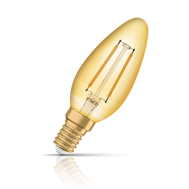 Osram Candle LED Light Bulb Filament E14 2.5W (22W Eqv) Extra Warm White Image 1