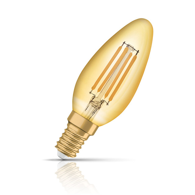 Osram Candle LED Light Bulb Filament E14 4W (35W Eqv) Extra Warm White Image 1