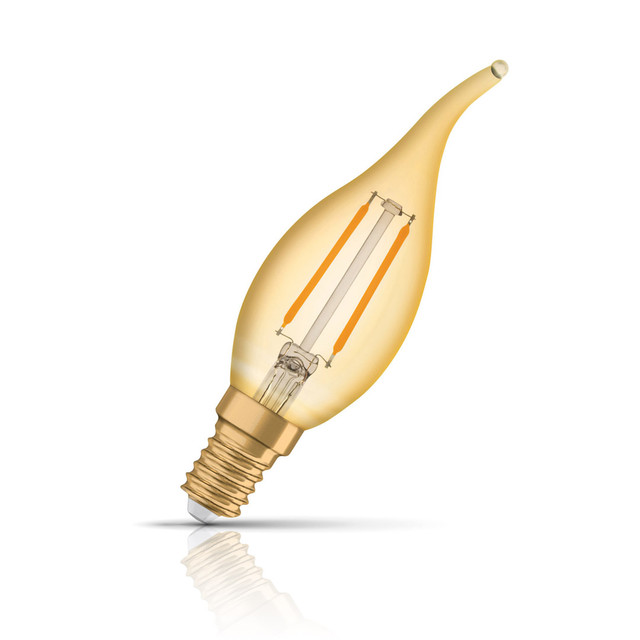 Osram Candle LED Light Bulb Filament E14 2.5W (22W Eqv) Warm White Flame Tip Image 1