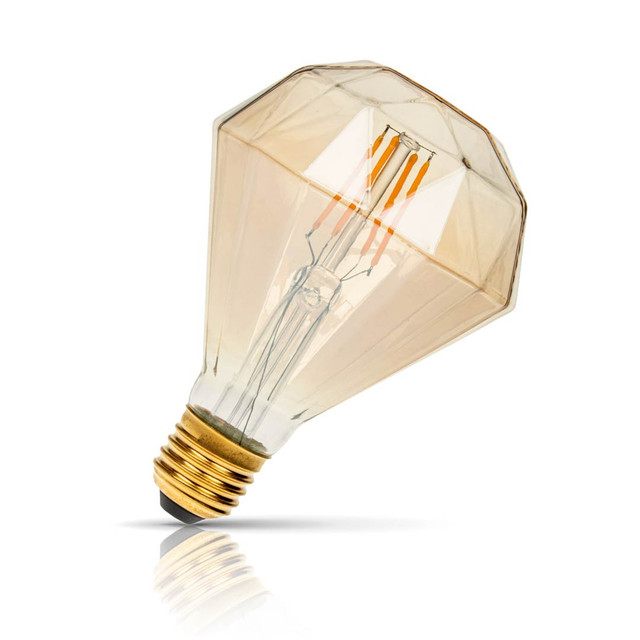 Prolite Diamond LED Light Bulb Dimmable E27 4W Extra Warm White Gold Image 1