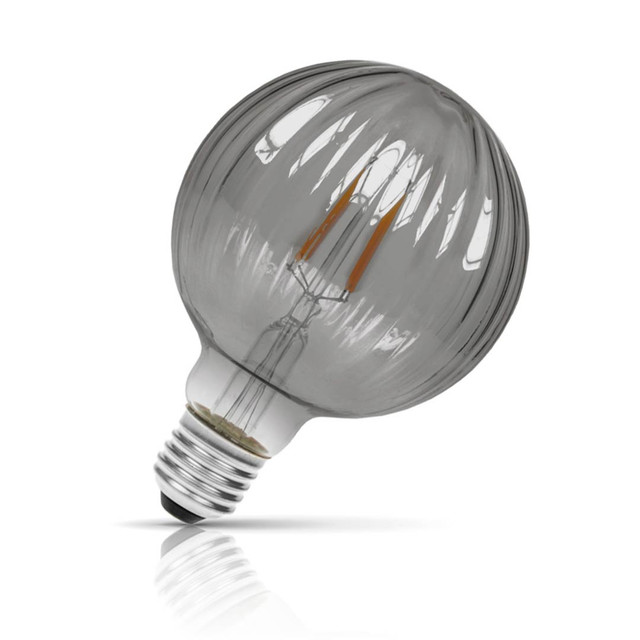 Prolite Globe LED Light Bulb Dimmable Ribbed E27 4W Extra Warm White Smoke Image 1