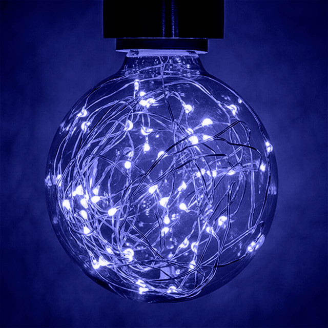 Prolite Globe LED Light Bulb G95 B22 1.7W Blue Star Effect Funky Filaments Image 1