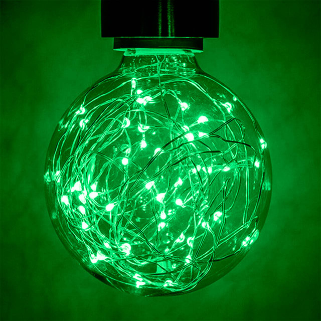 Prolite Globe LED Light Bulb G95 B22 1.7W Green Star Effect Funky Filaments Image 1