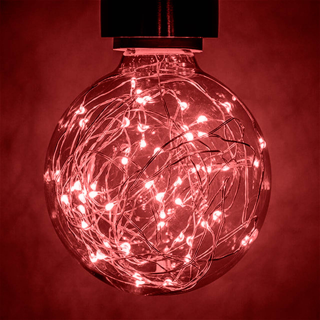 Prolite Globe LED Light Bulb G95 E27 1.7W Red Star Effect Funky Filaments Image 1