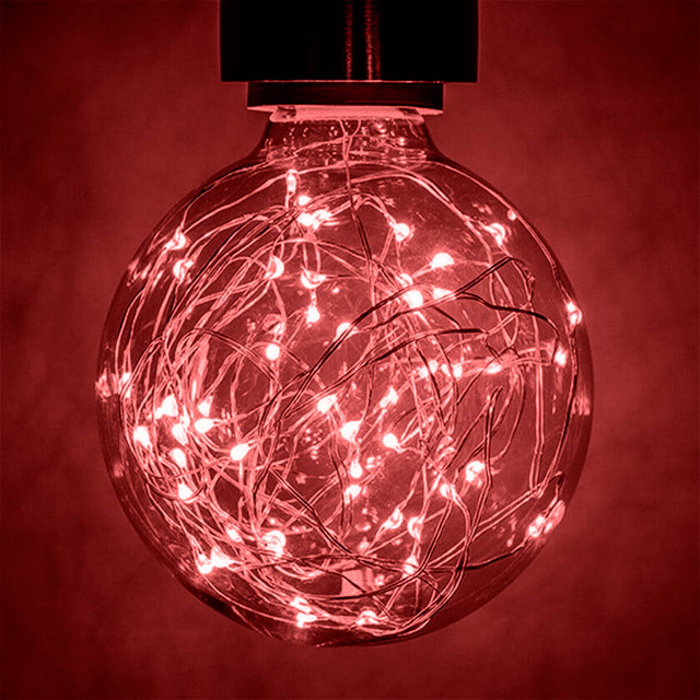 Prolite Globe LED Light Bulb G95 B22d 1.7W Red Star Effect Funky Filaments Image 1