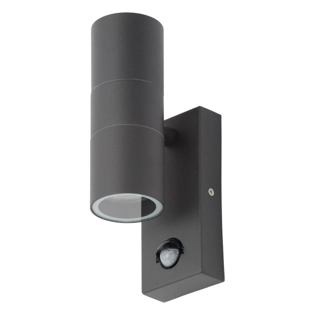 Zinc LETO Outdoor Up and Down Wall Light with PIR Anthracite Grey 1