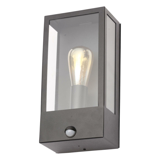 Zinc MINERVA Outdoor Box Lantern with PIR Sensor Black 1