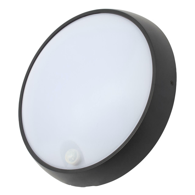 Coast Cano 15W LED Large Round Bulkhead With PIR Sensor Black 1