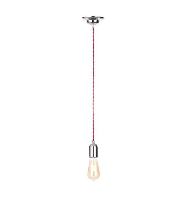 Inlight Dale E27 Pendant Cord Set Polished Nickel & Red 1