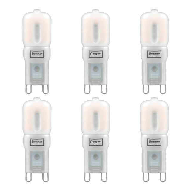 Crompton G9 Capsule LED Light Bulb 2.5W (25W Eqv) Warm White 6-Pack Opal 1