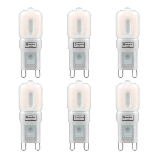 Crompton G9 Capsule LED Light Bulb 2.5W (25W Eqv) Cool White 6-Pack Opal 1