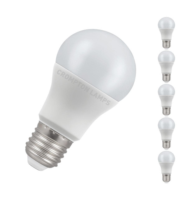 Crompton GLS LED Light Bulb E27 8.5W (60W Eqv) Cool White 5-Pack Opal 1