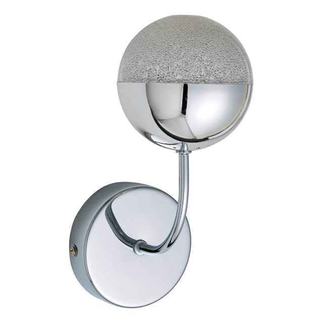 Spa Rhodes LED Single Wall Light 5W Cool White Crackle Effect and Chrome 1
