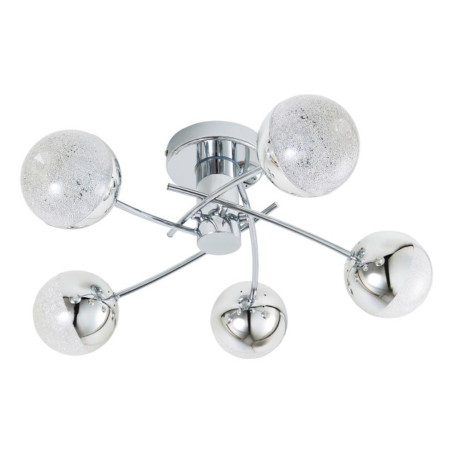 Spa Rhodes LED 5 Light Ceiling Light 24W Cool White Crackle Effect and Chrome 1