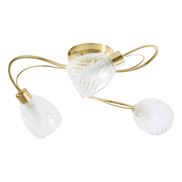 Spa Veria 3 Light Ceiling Light Clear Glass and Satin Brass 1