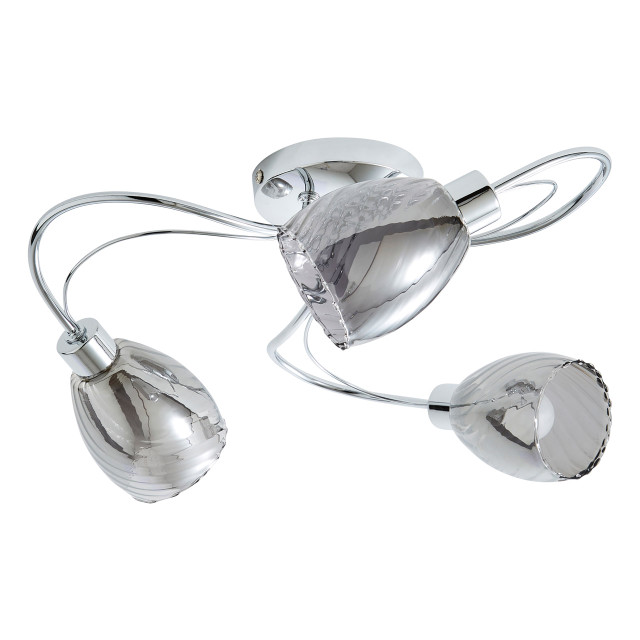 Spa Veria 3 Light Ceiling Light Smoke Glass and Chrome 1