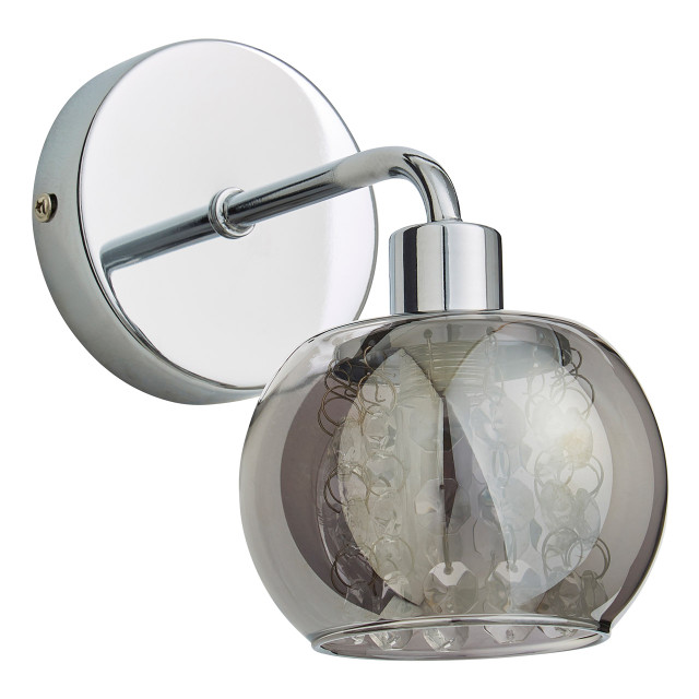 Spa Megara Single Wall Light Decorative Crystal Smoke Glass and Chrome 1