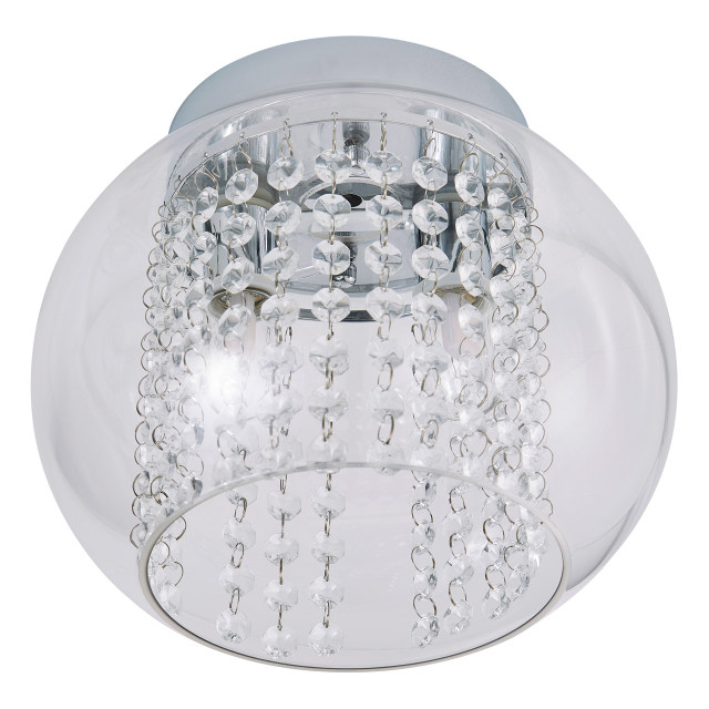 Spa Megara 2 Light Cloche Ceiling Light Decorative Crystal Clear Glass and Chrome 1