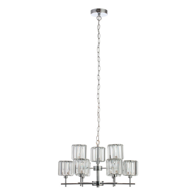 Spa Pegasi 9 Light Chandelier Crystal Glass and Chrome 1