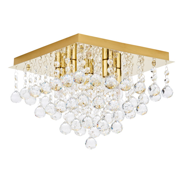 Spa Orlando 5 Light Ceiling Light Crystal Glass and Satin Brass 1