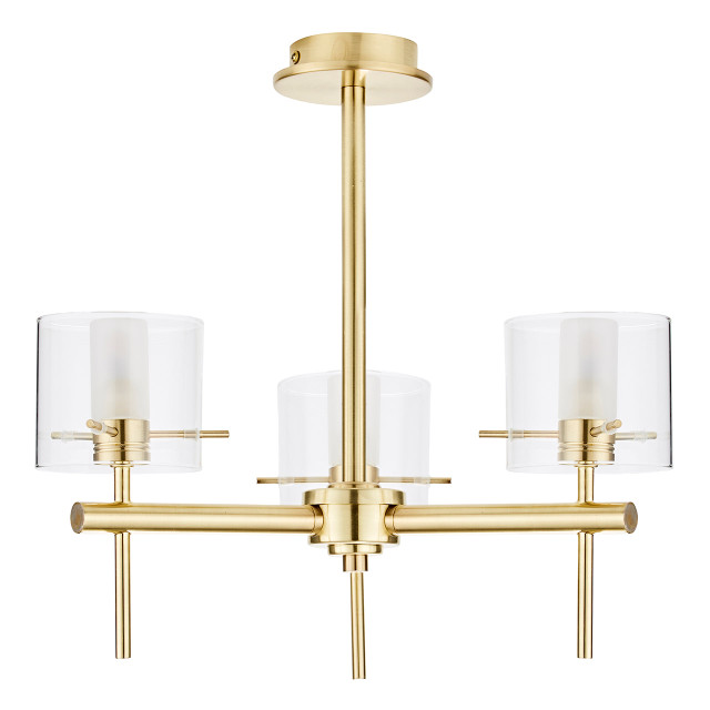 Spa Gene 3 Light Ceiling Light Clear Glass and Satin Brass 1