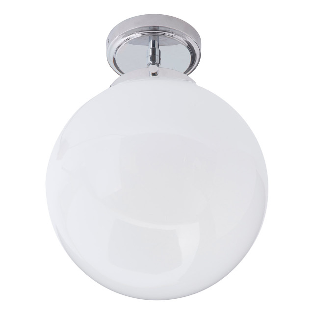 Spa Porto Single Globe Semi-Flush Ceiling Light Opal and Chrome 1