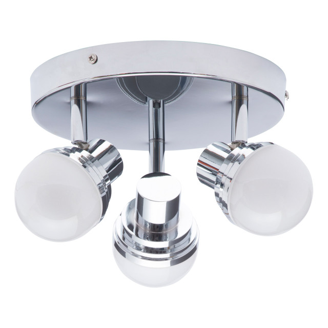 Spa Milan LED 3 Light Ceiling Spotlight 15W Warm White Opal and Chrome 1