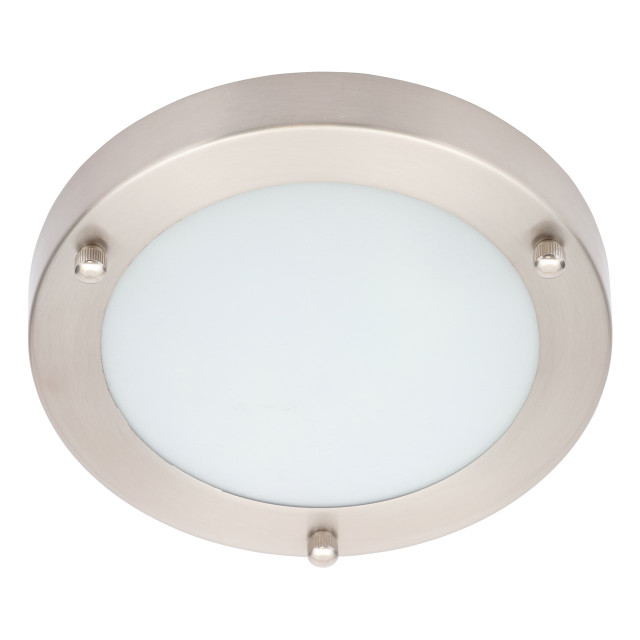 Spa 180mm Delphi LED Flush Ceiling Light 12W Cool White Opal Glass and Satin Nickel 1