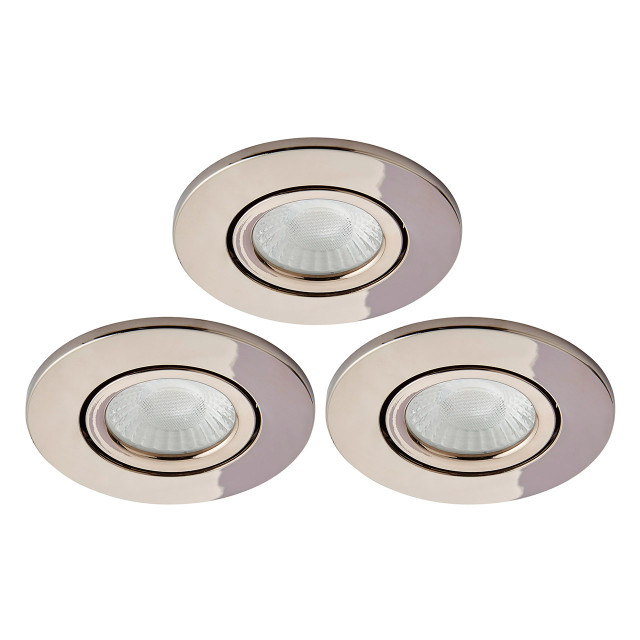 Spa Como LED Tiltable Fire Rated Downlight 5W Dimmable 3-Pack Cool White Black Chrome IP65 1