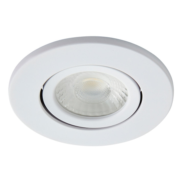 Spa Como LED Tiltable Fire Rated Downlight 5W Dimmable Cool White Matt White IP65 1