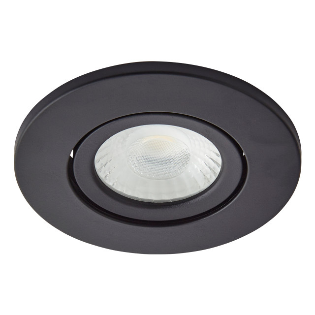 Spa Como LED Tiltable Fire Rated Downlight 5W Dimmable Cool White Satin Black IP65 1