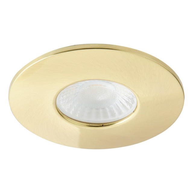 Spa Rhom LED Fire Rated Downlight 8W Dimmable IP65 Tri-Colour CCT Satin Brass 1