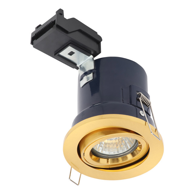 Electralite Yate Tiltable Fire Rated Downlight IP20 Satin Brass 1