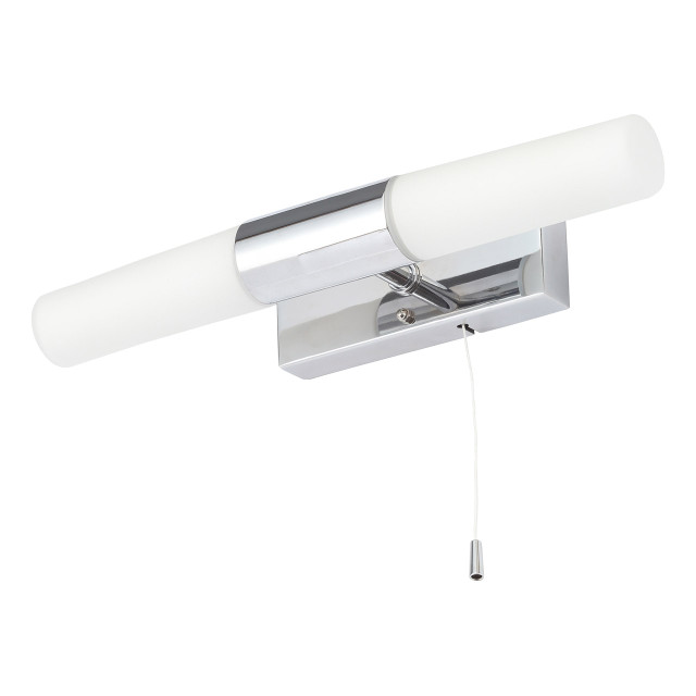 Spa Aries 2-Light Wall Light with Pull Switch Opal Glass and Chrome 1