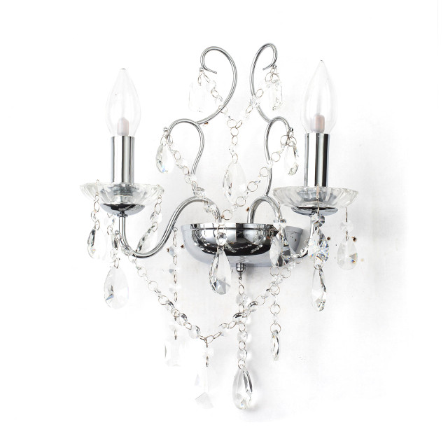 Spa Pro Annalee 2-Light Wall Light Crystal Glass and Chrome 1