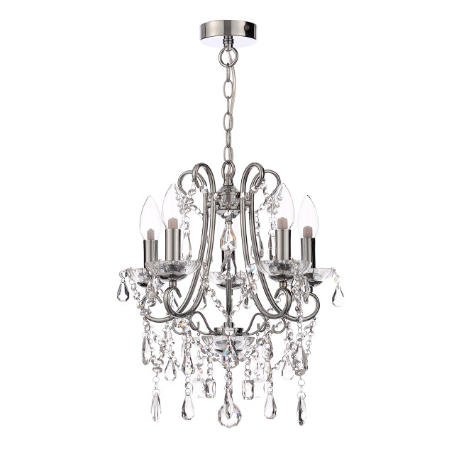 Spa Pro Annalee 385mm 5-Light Chandelier Crystal Glass and Chrome 1