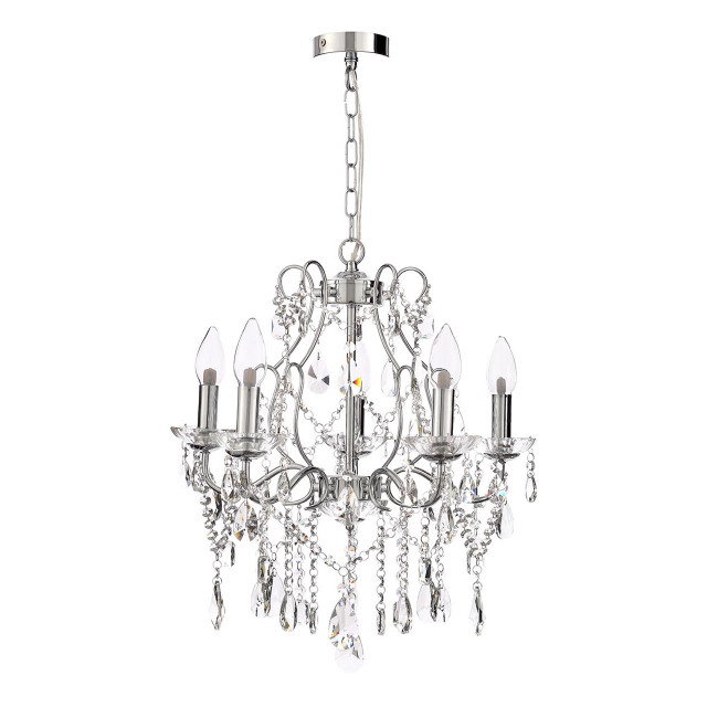 Spa Pro Annalee 500mm 5-Light Chandelier Crystal Glass and Chrome 1