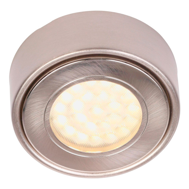 Culina Laghetto LED Round Under Cabinet Light 1.5W Warm White Opal and Satin Nickel 1