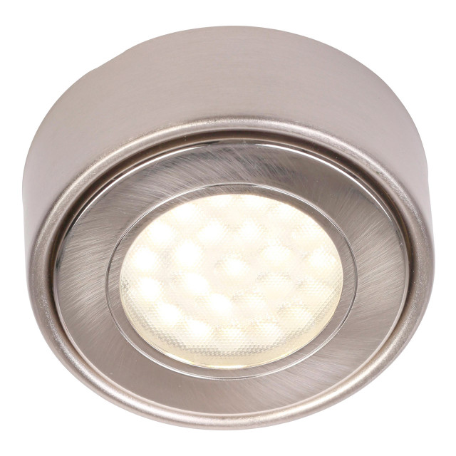 Culina Laghetto LED Round Under Cabinet Light 1.5W Cool White Opal and Satin Nickel 1