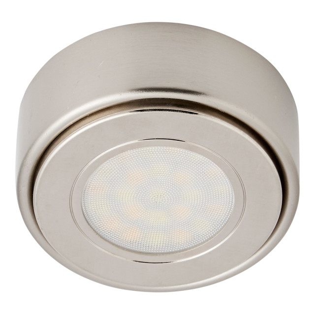 Culina Ellen LED Round Under Cabinet Light 1.5W Tri-Colour CCT Opal and Satin Nickel 1
