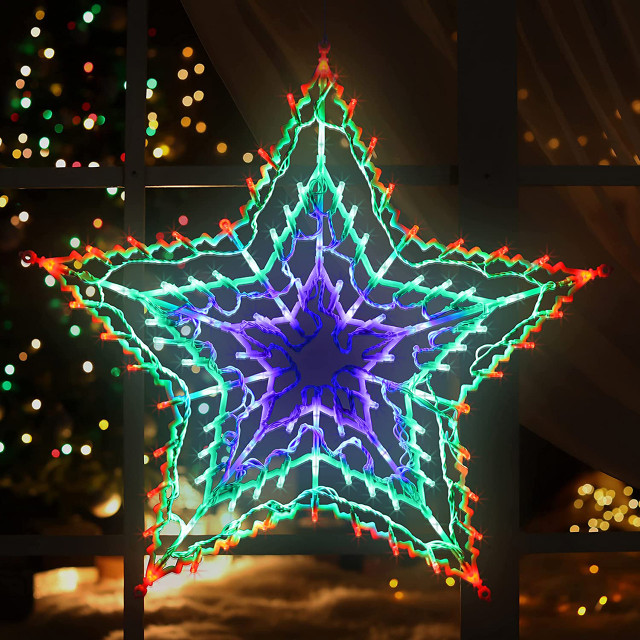 Festive Chasing Window Star Light 100 Multicoloured LEDs 3