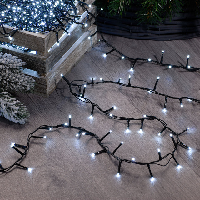 Festive 12.9m Indoor & Outdoor Christmas Tree Fairy Lights 520 White LEDs 1