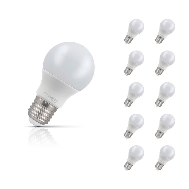 10-Pack Crompton GLS LED Light Bulbs E27 4W (40W Eqv) Warm White Opal Screw Thermal Plastic Frosted