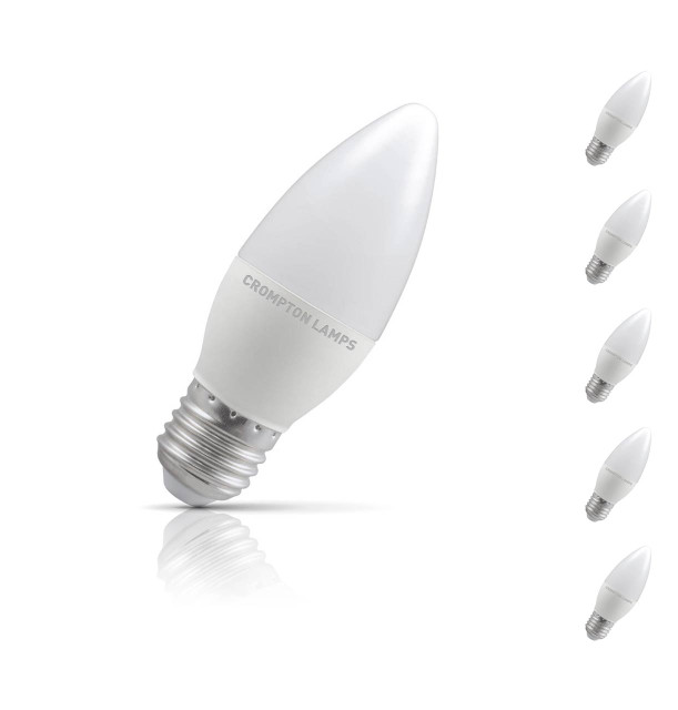 Crompton Candle LED Light Bulb Dimmable E27 5W (40W Eqv) Warm White Opal 2