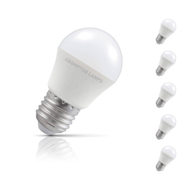 Crompton Golfball LED Light Bulb Dimmable E27 5W (40W Eqv) Warm White Opal 5