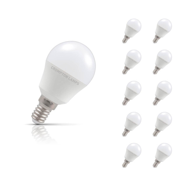 Crompton Golfball LED Light Bulb Dimmable E14 5W (40W Eqv) Warm White Opal 10