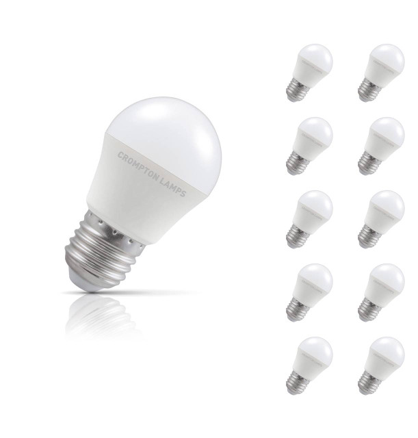 Crompton Golfball LED Light Bulb Dimmable E27 5W (40W Eqv) Daylight Opal 10