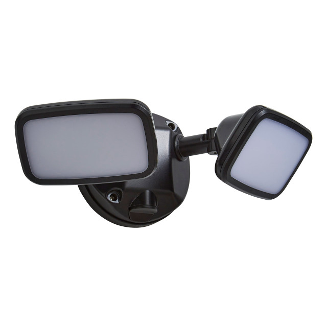 Zinc LYNN LED Twin Security Spotlight 20W Cool White Black 1