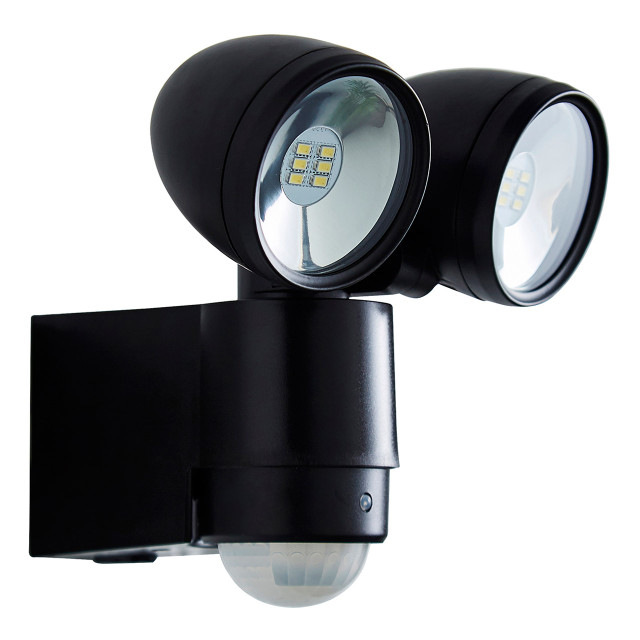 Zinc SIROCCO LED Twin Security Spotlight 6W Daylight Black 1