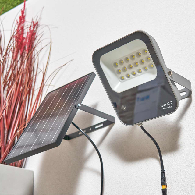 Zink DENBY 1100lm LED Solar Floodlight Grey 1
